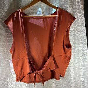 Rust Sleeveless Tie-Front Bathing Suit Cover-up Top
